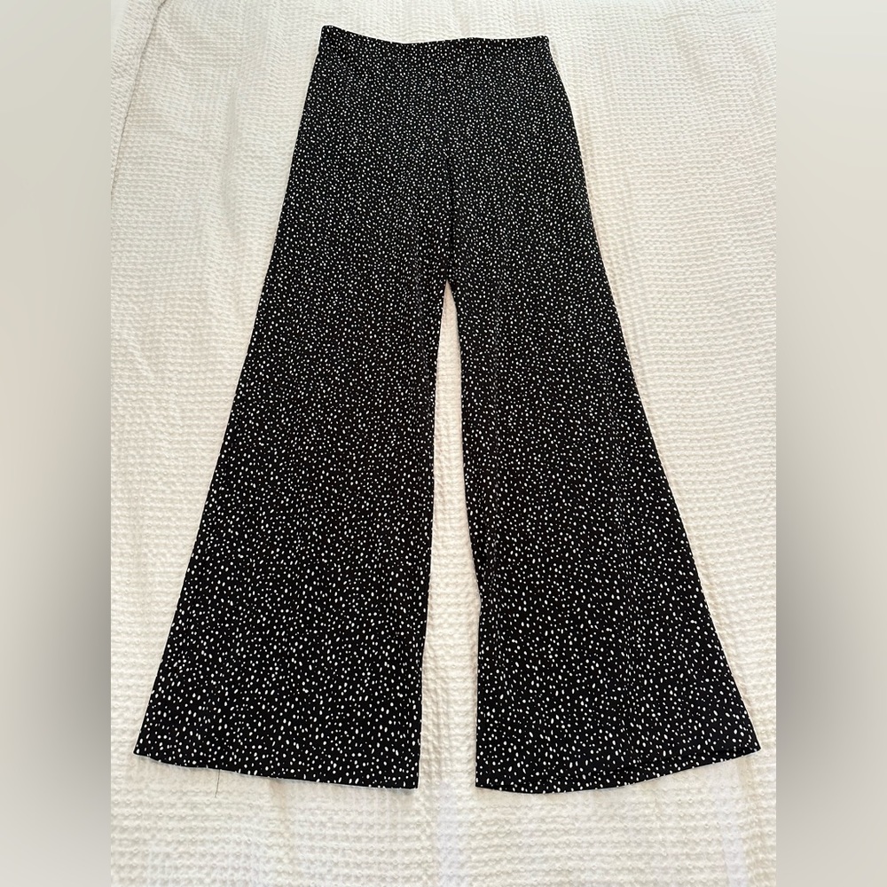Forever 21 black and whit polka dot bell bottom pants